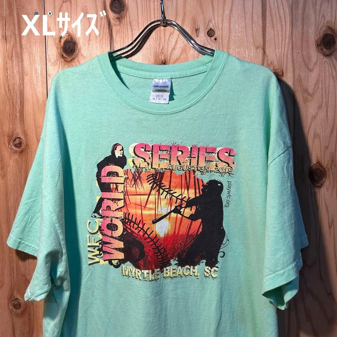 USA used clothes T -shirt XL size Gildan Baseball Yellow Green | USA古着Tシャツ XLサイズ GILDAN ベースボール　黄緑