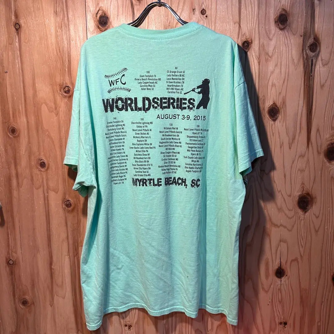 USA ropa usada Camiseta talla XL Gildan Baseball Amarillo Verde | EE.UU.古着Tシャツ XLサイズ GILDAN ベースボール 黄緑