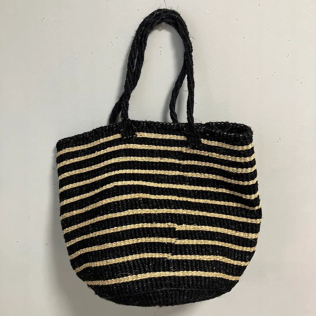 ★R23 basket bag, tote bag, striped, braided large capacity | ★R23 かごバッグ トートバッグ ボーダー 編み込み 大容量