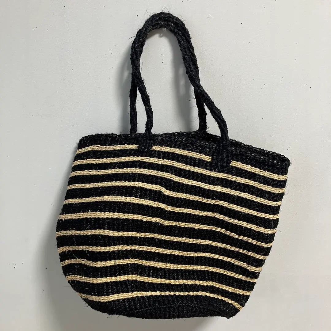 ★R23 basket bag, tote bag, striped, braided large capacity | ★R23 かごバッグ トートバッグ ボーダー 編み込み 大容量