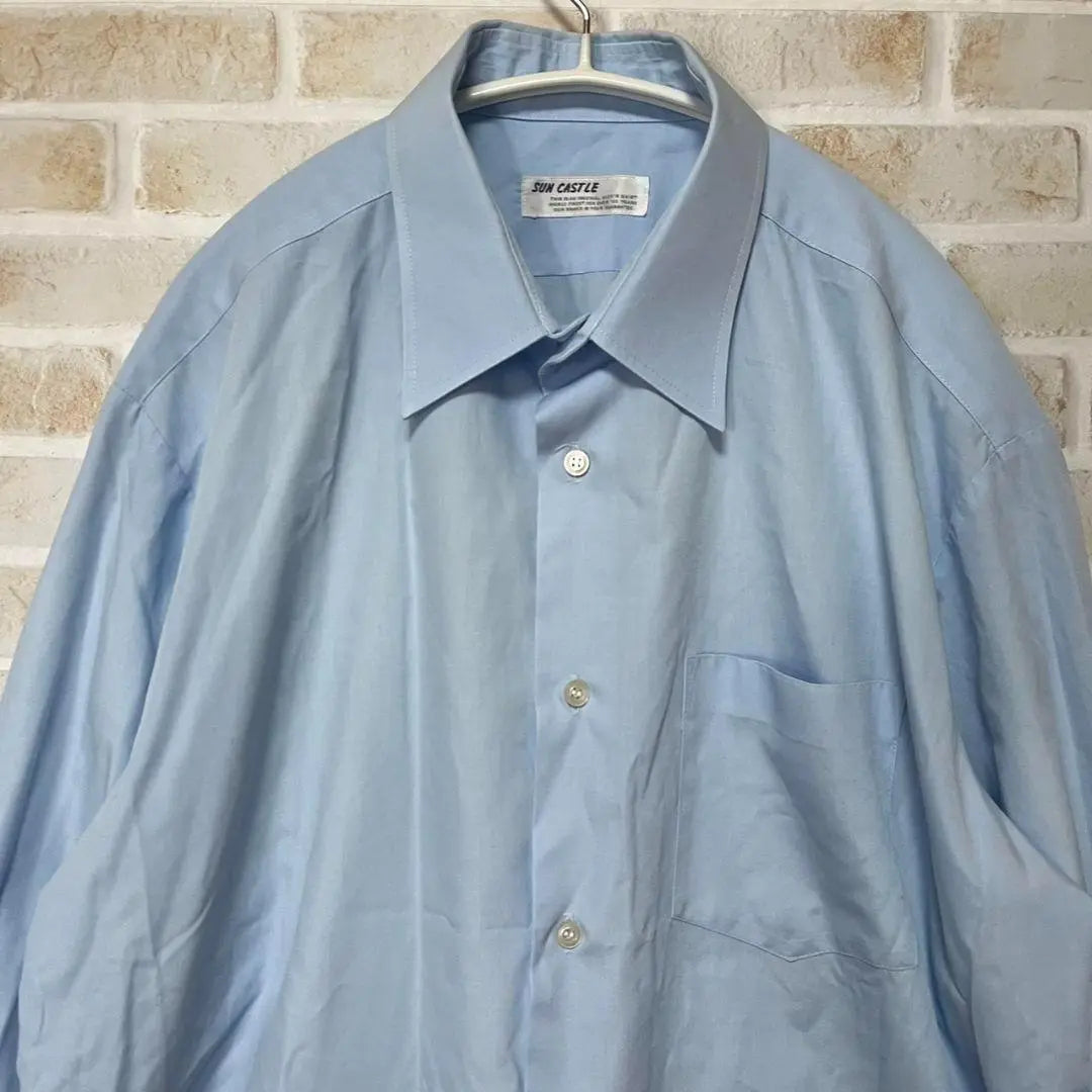 Camisa Business de manga larga para hombre azul claro Tabla de tallas descrita | メンズ ビジネス長袖シャツ 水色系 サイズ表記載