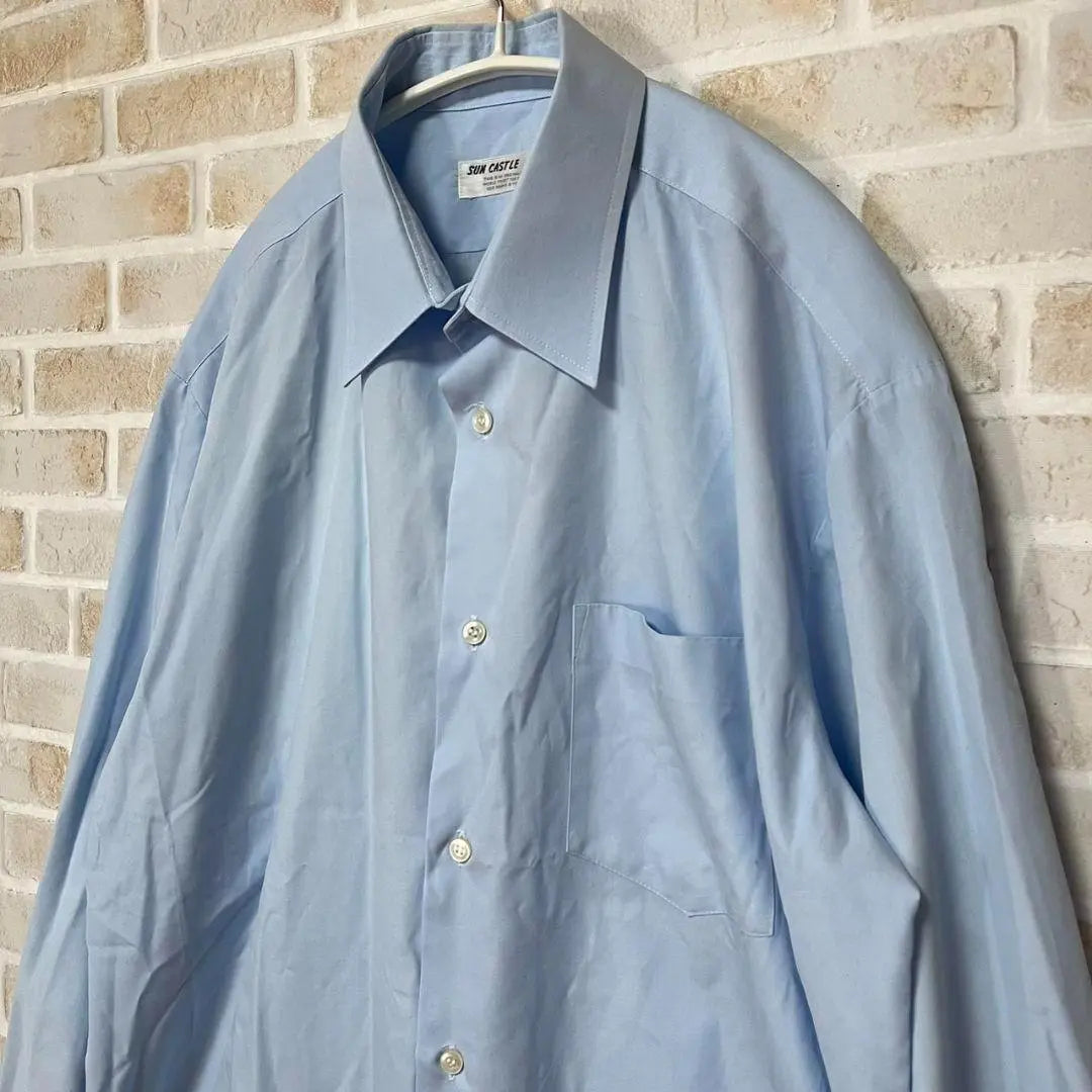 Men's Business Long Sleeve Shirt Light Blue Size Table described