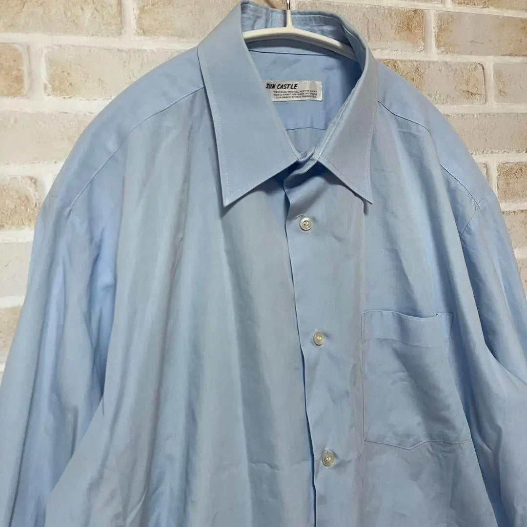 Camisa Business de manga larga para hombre azul claro Tabla de tallas descrita | メンズ ビジネス長袖シャツ 水色系 サイズ表記載