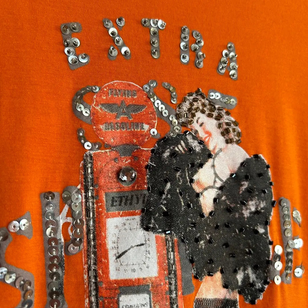 [New tag included] Club Med Sexy Sequin T-shirt Orange