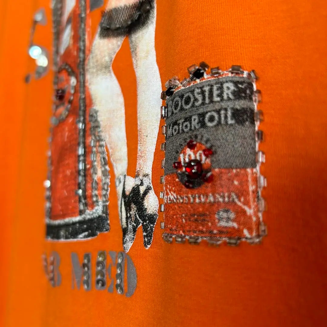 [New tag included] Club Med Sexy Sequin T-shirt Orange