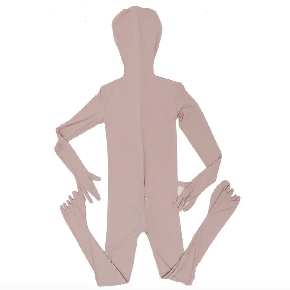 Mallas de cuerpo entero de color piel Zentai para hombre Kigurumi 5 dedos L Cosplay Leotardo