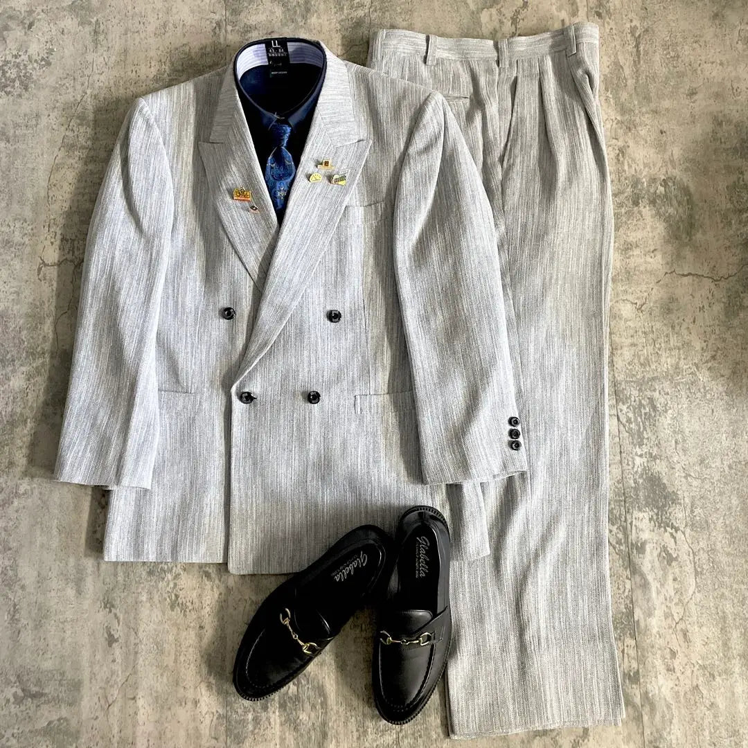 Supremely, finest marbled, white gray, VERSACE, double suit, XL