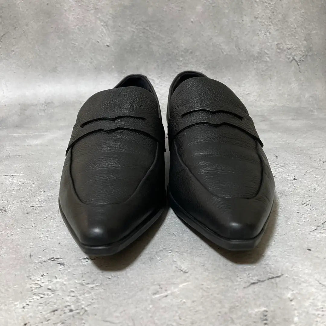 Beautiful condition Ecco (EU35) Leather shoes Coin loafers Grey leather Black