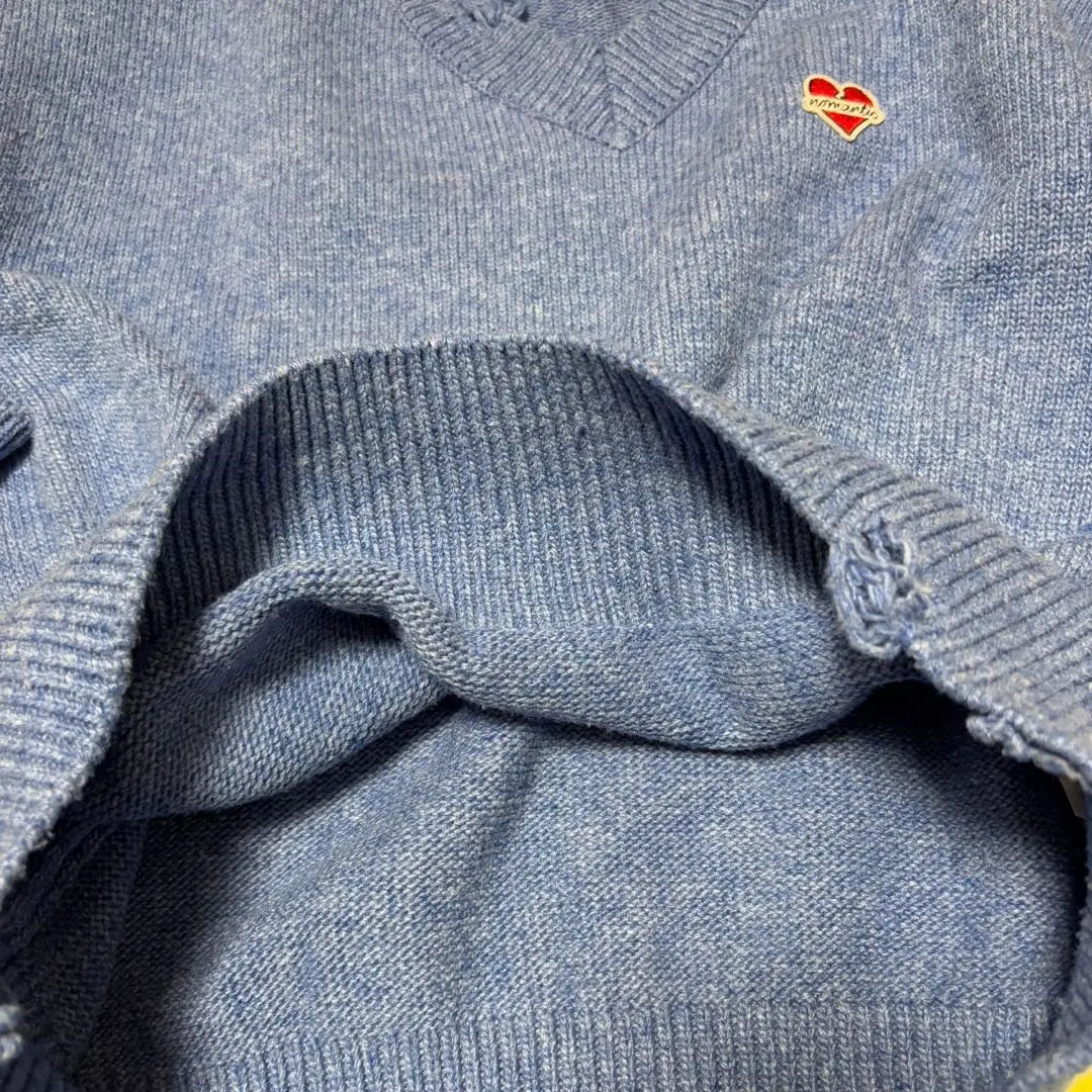 《Beyond Closet》BEYOND CLOSET Blue V-neck sweater F thick | 《ビヨンドクローゼット》BEYOND CLOSET ブルーVネックセーターF厚手