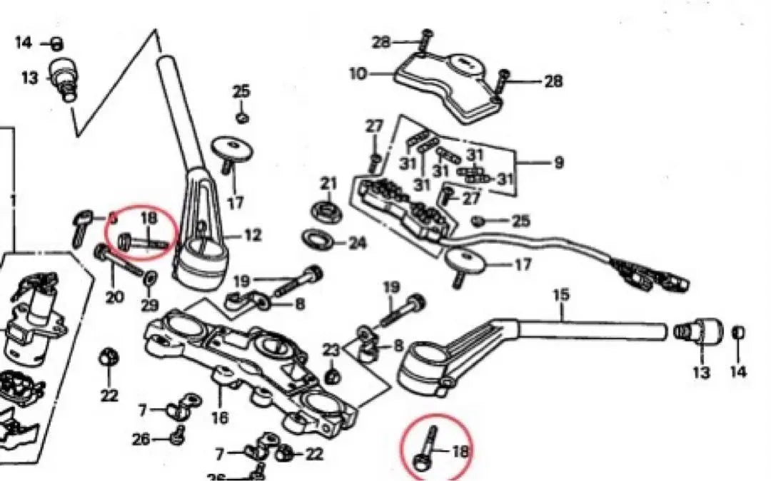 CB750F RC04 Handle Bolt Top Bridge 825