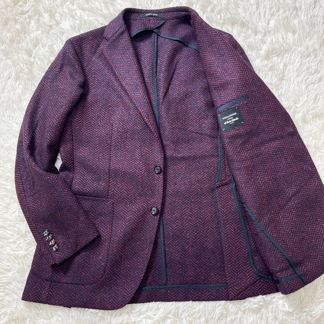 Tariatore luxury cashmere silk tailored jacket herringbone 50