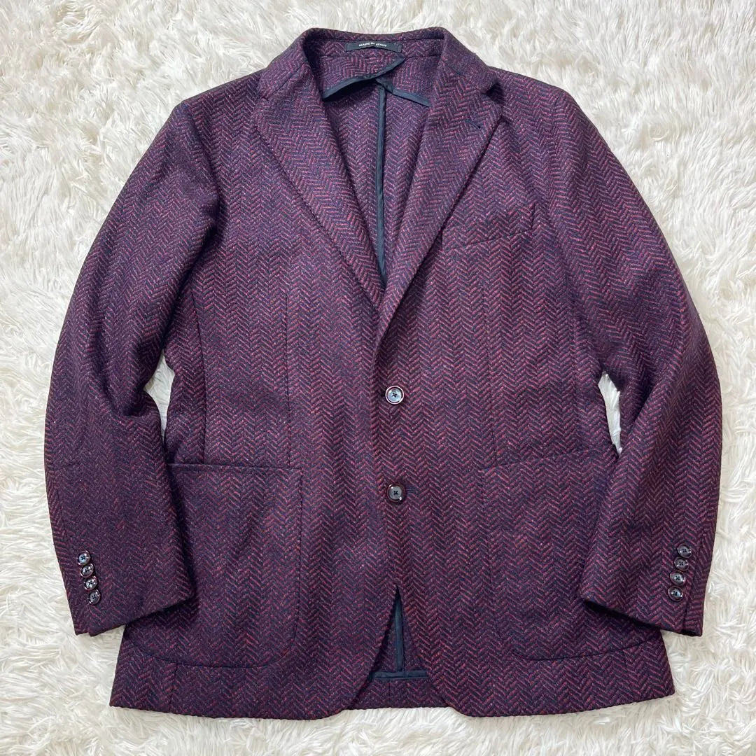 Tariatore luxury cashmere silk tailored jacket herringbone 50