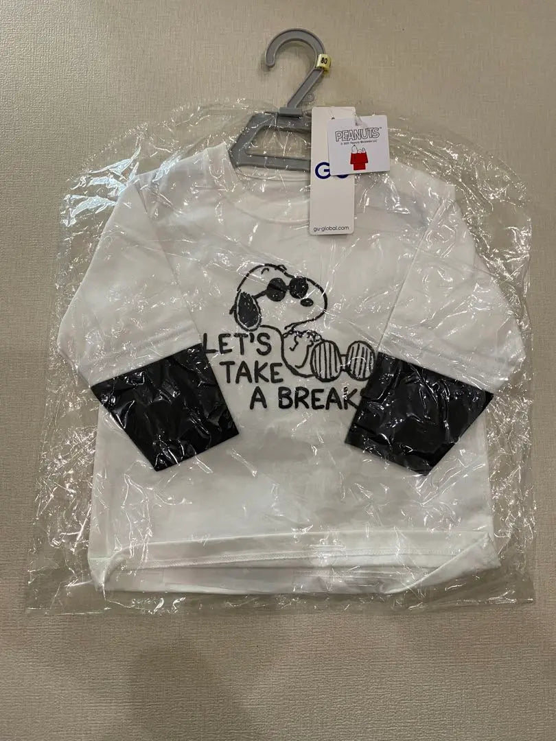 [Unopened] GU Snoopy Long Sleeve Shirt 80cm | 【未開封】GU スヌーピー 長袖シャツ　80cm