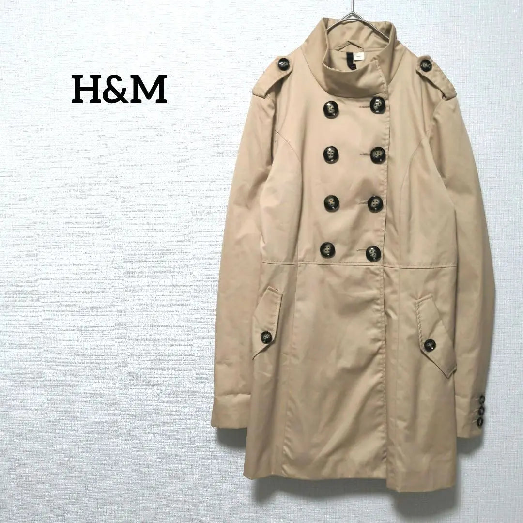 H&M Divided Trench Coat Double Breasted Beige 42