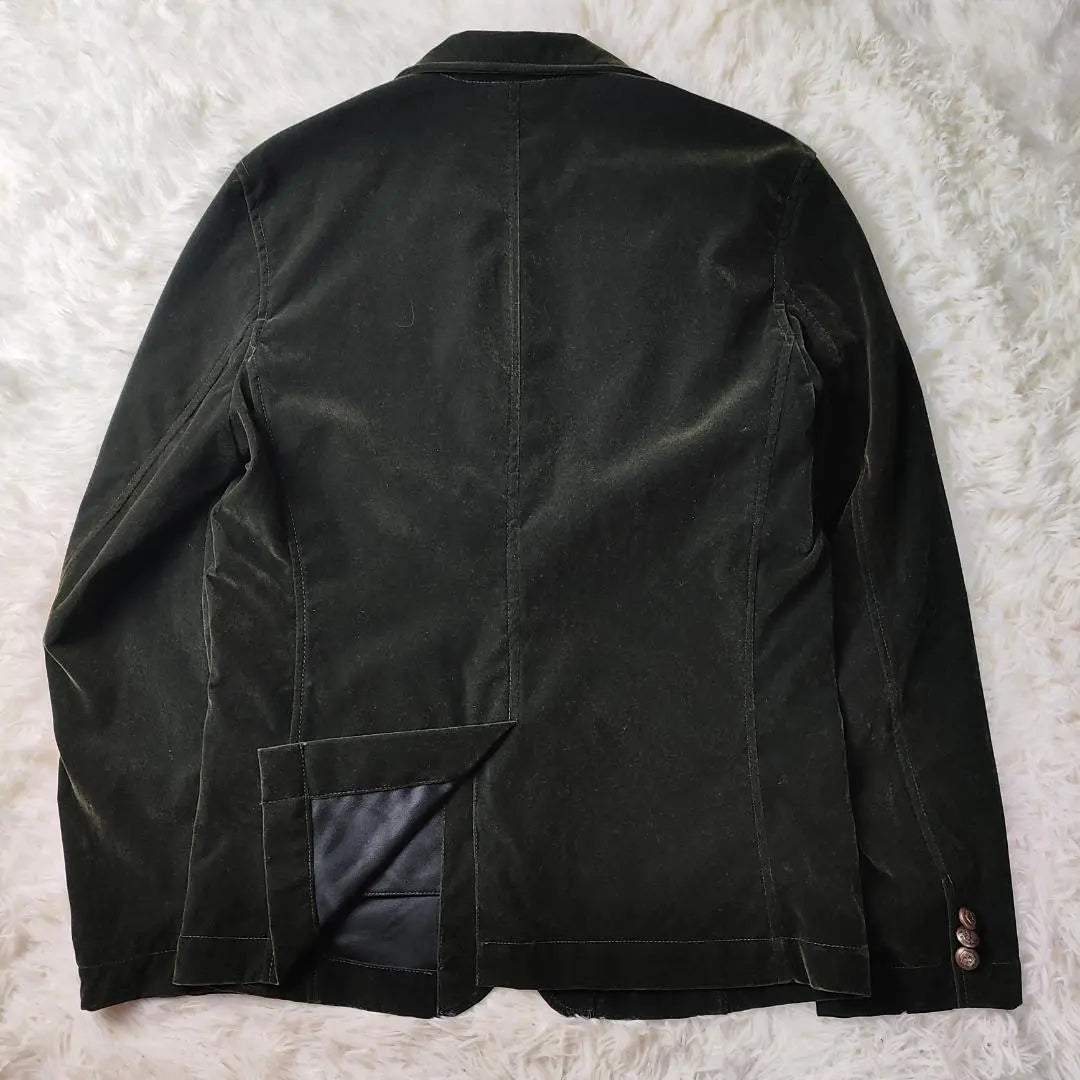 [Suggestion Tailored Jacket Velour Engraved Button Green M] | 【サジェッション　テーラードジャケット　ベロア　刻印ボタン　グリーン　M】