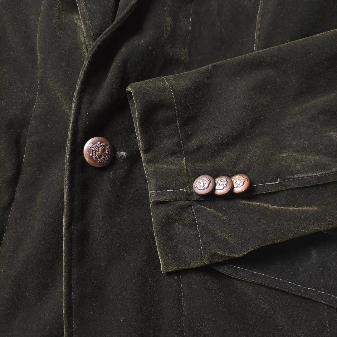 [Suggestion Tailored Jacket Velour Engraved Button Green M] | 【サジェッション　テーラードジャケット　ベロア　刻印ボタン　グリーン　M】