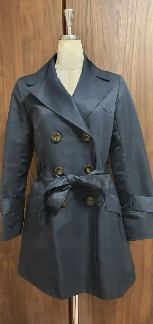 Aller bien navy blue knee length trench coat size M