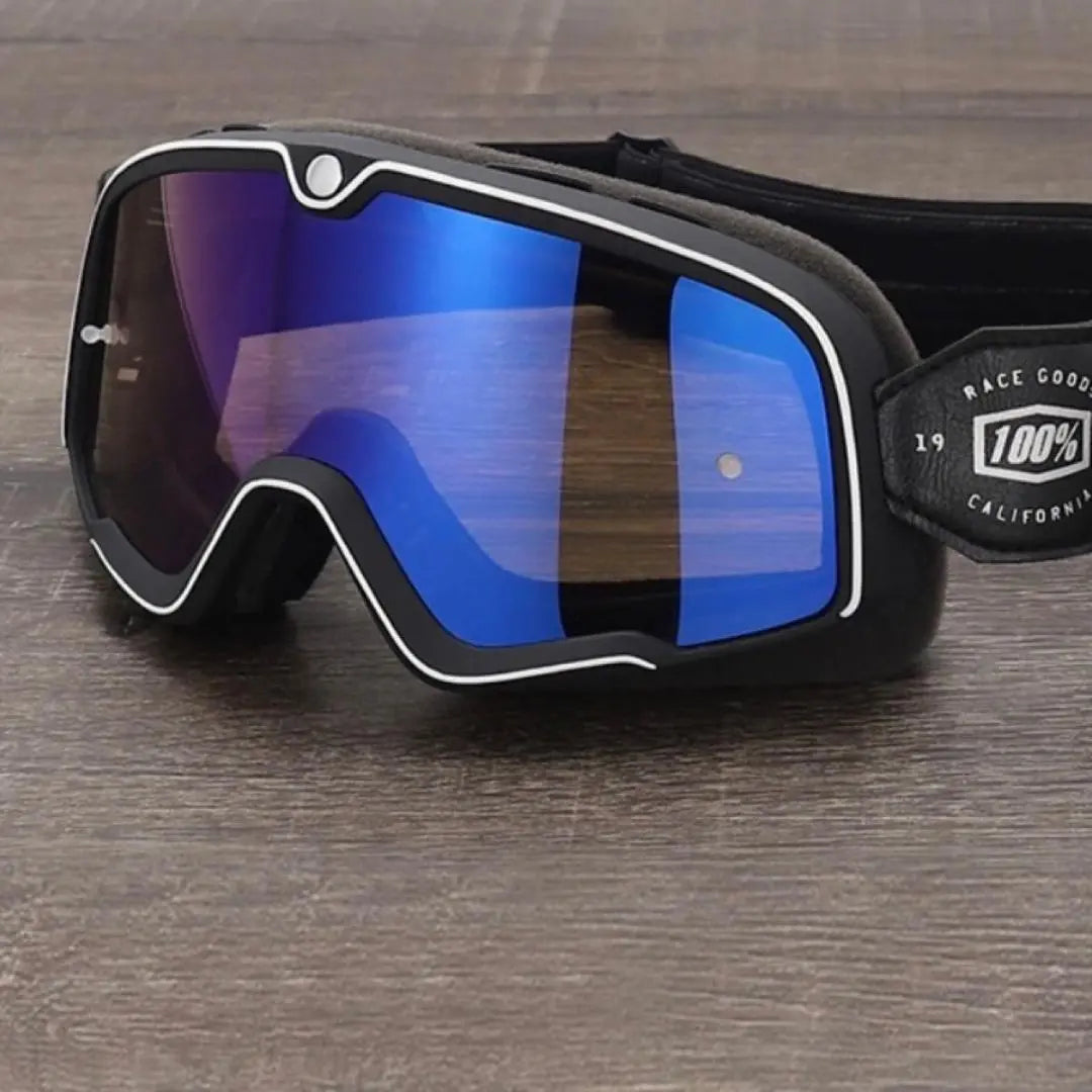 Goggle Blue Lens Bike UV Cut Touring Motocross Off Road