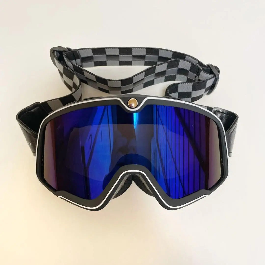 Goggle Blue Lens Bike UV Cut Touring Motocross Off Road