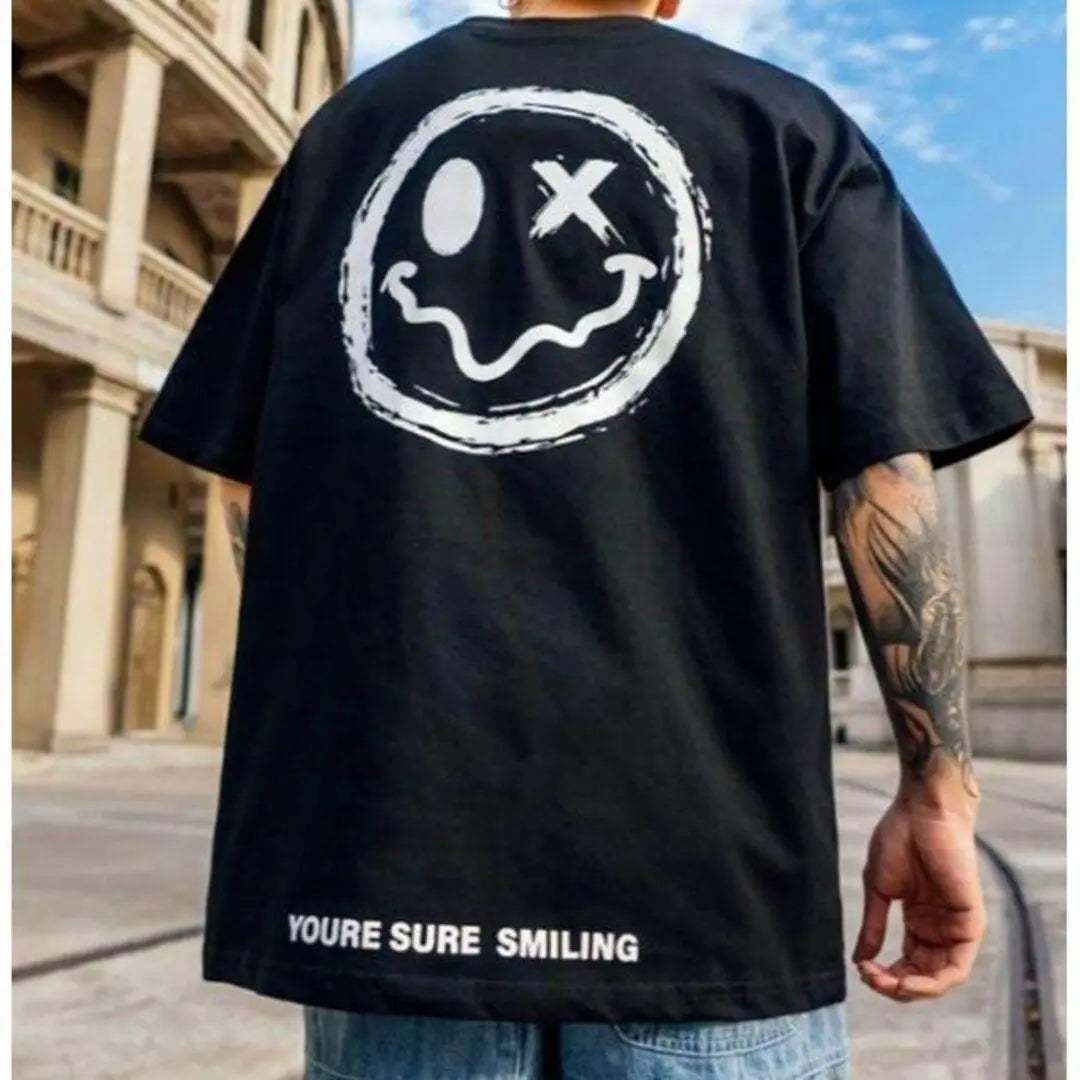 [XL] Smile backprint T -shirt oversized cut -and -sew short sleeve