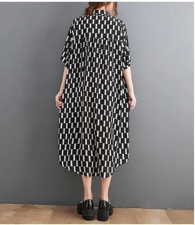 Large size for women, spring, summer, dress, checkered pattern, new, short sleeves | 大きいサイズ レディース 春 夏 ワンピース　チェック柄　新品 半袖