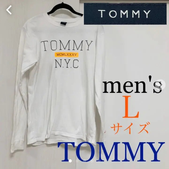 [TOMMY] Tommy Long T-shirt Men's L Long Sleeve Logo White