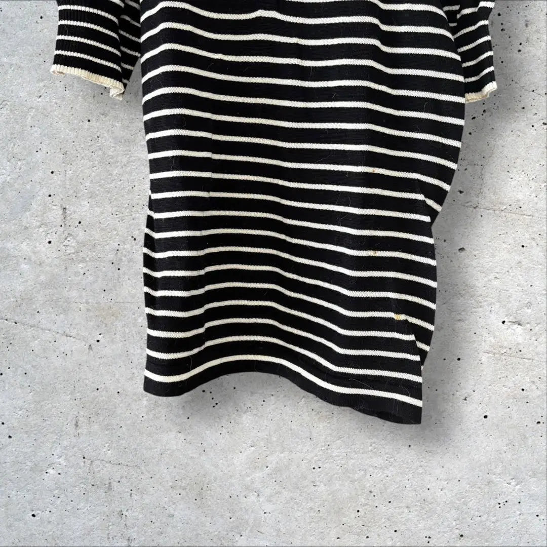 Sonia Rykiel Short Sleeve Cut and Sew Black White Border Monotone Casual