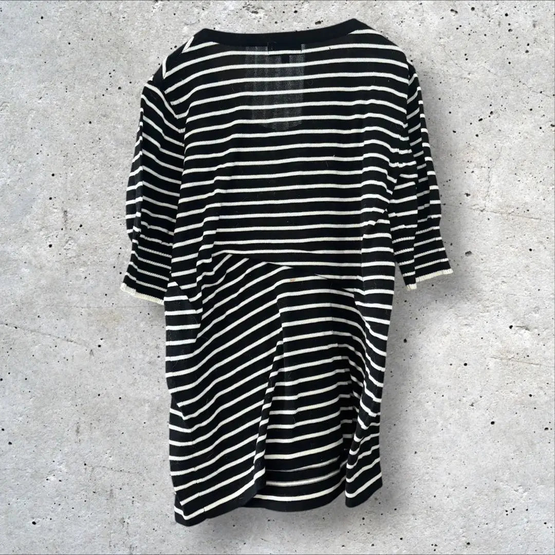 Sonia Rykiel Short Sleeve Cut and Sew Black White Border Monotone Casual