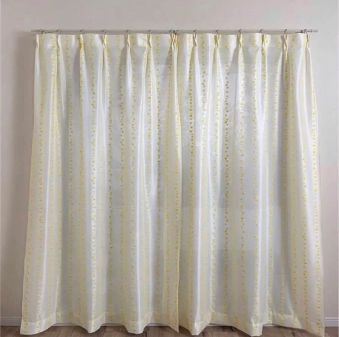 Kaei Lace Pile Mirror Lace Curtain Polka Dot Pattern YE Width 130cm x Length 88cm Set of 2