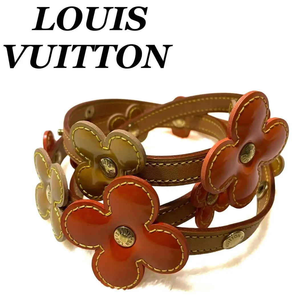 Cinturón Louis Vuitton Vernis Flower Lexington Naranja Amarillo