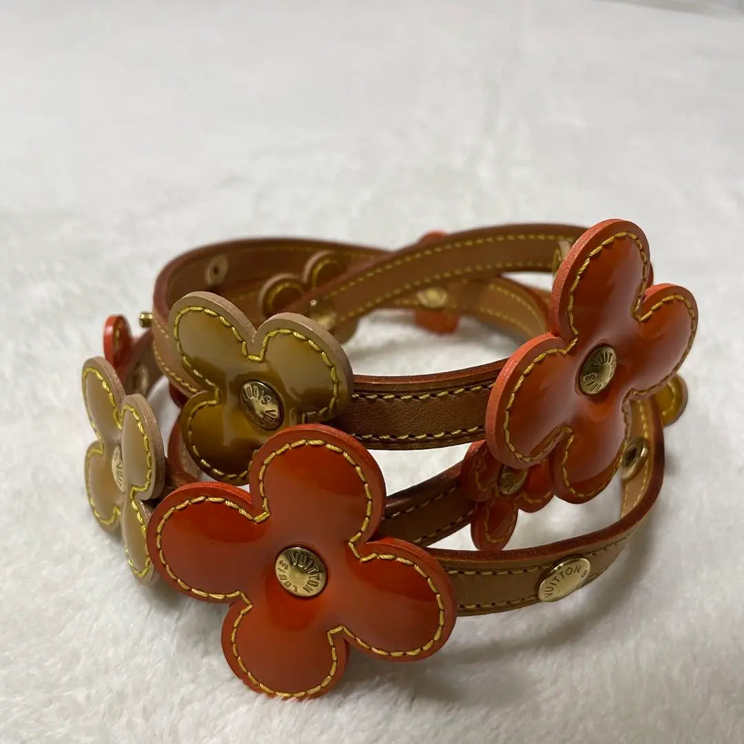 Louis Vuitton Belt Vernis Flower Lexington Orange Yellow