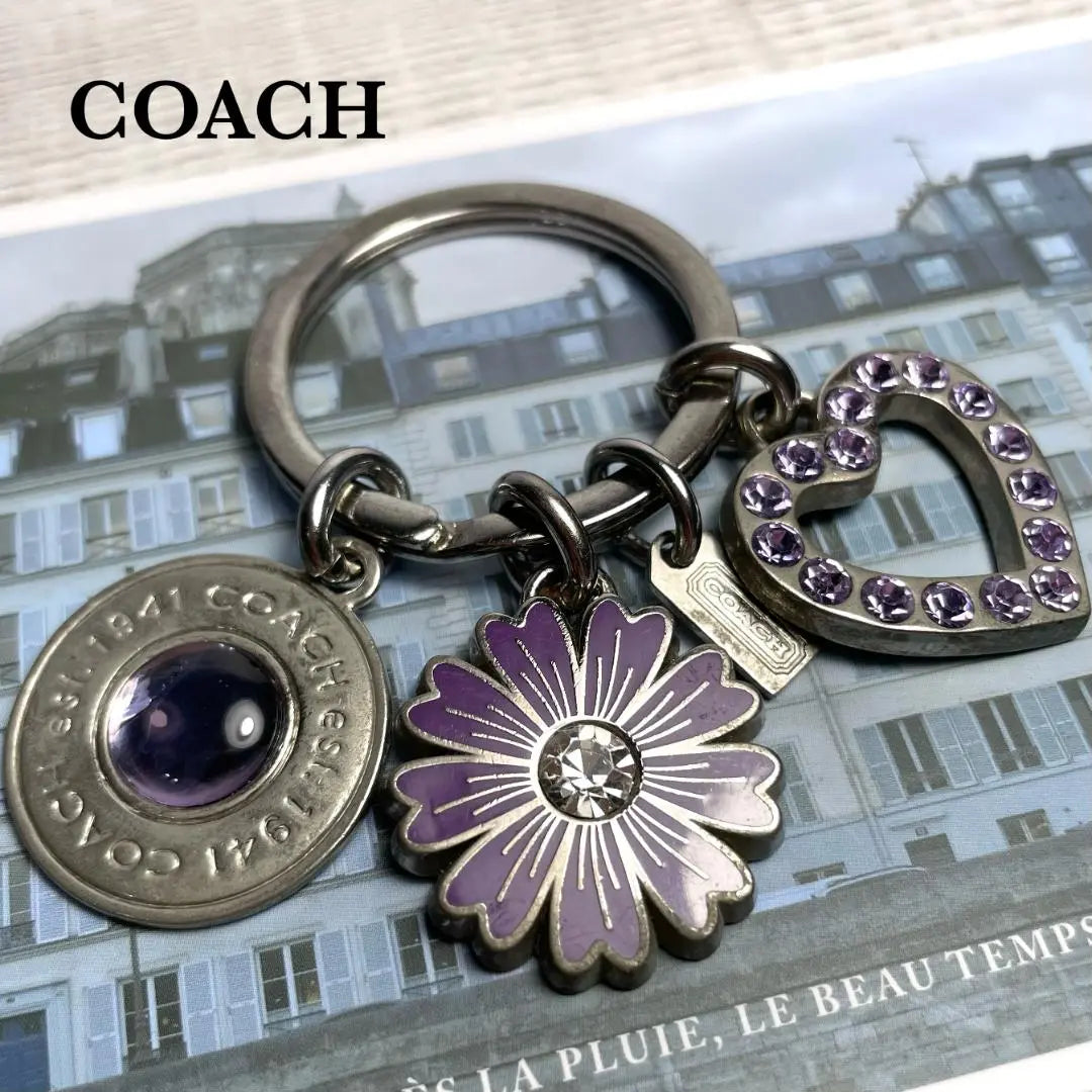 COACH Coach Flower Heart Circle Ring Keychain Charm | COACH コーチ お花 ハート サークル リング キーホルダー チャーム