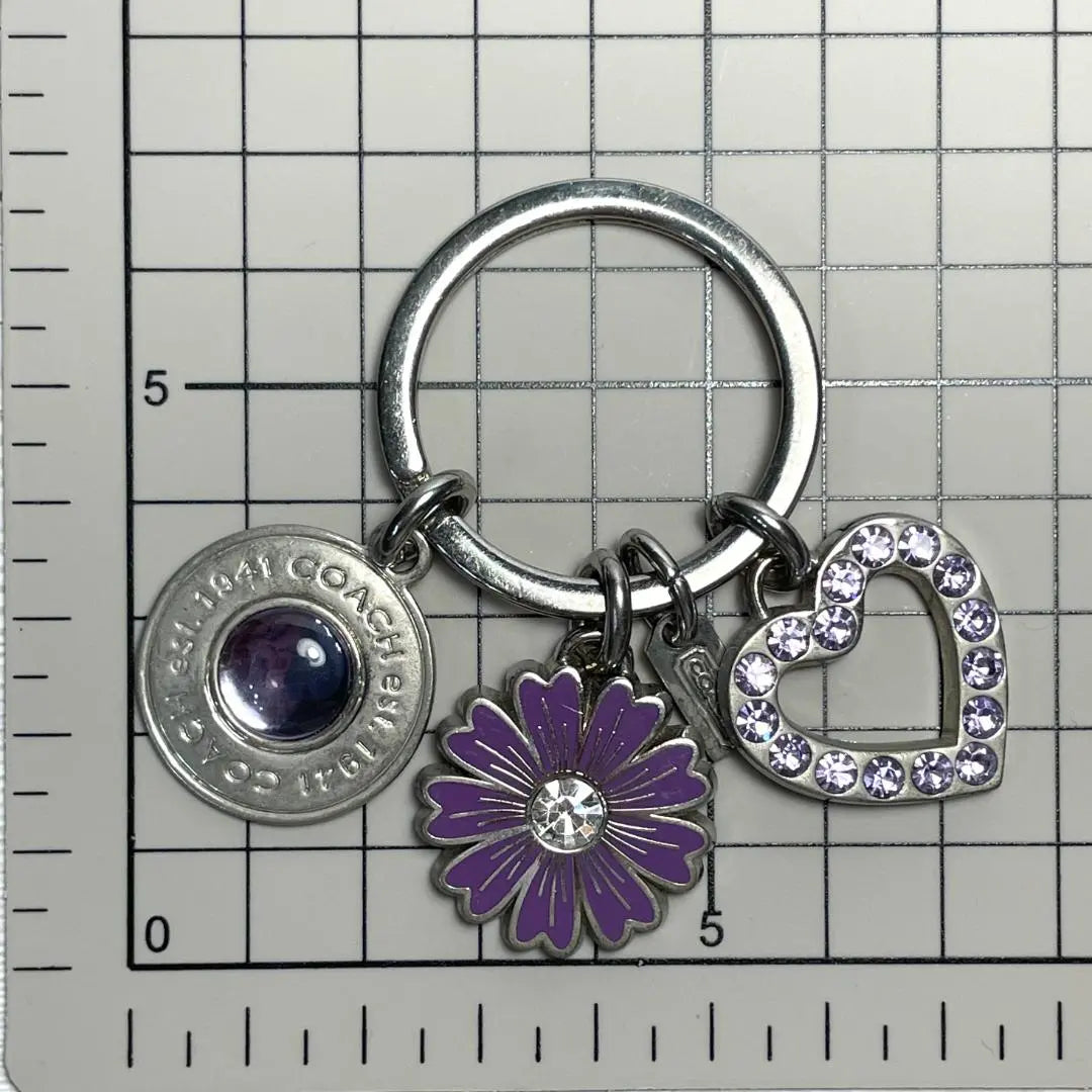 COACH Coach Flower Heart Circle Ring Keychain Charm | COACH コーチ お花 ハート サークル リング キーホルダー チャーム