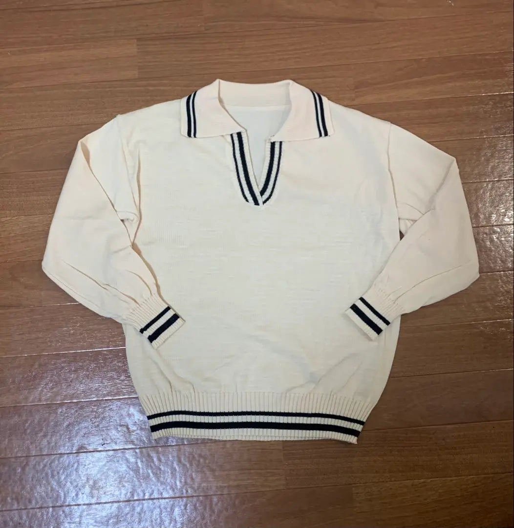 Knit -sweater Tops Ladies Beige Long Sleeve | ニット セーター　 トップス　レディース　ベージュ　襟付き　長袖