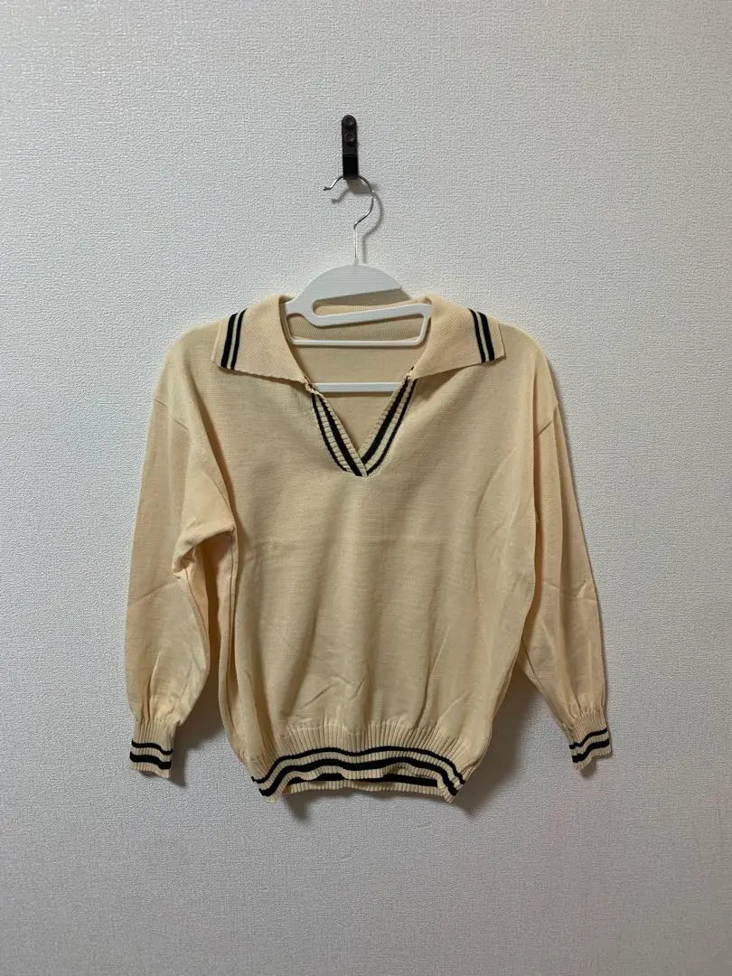 Knit -sweater Tops Ladies Beige Long Sleeve | ニット セーター　 トップス　レディース　ベージュ　襟付き　長袖