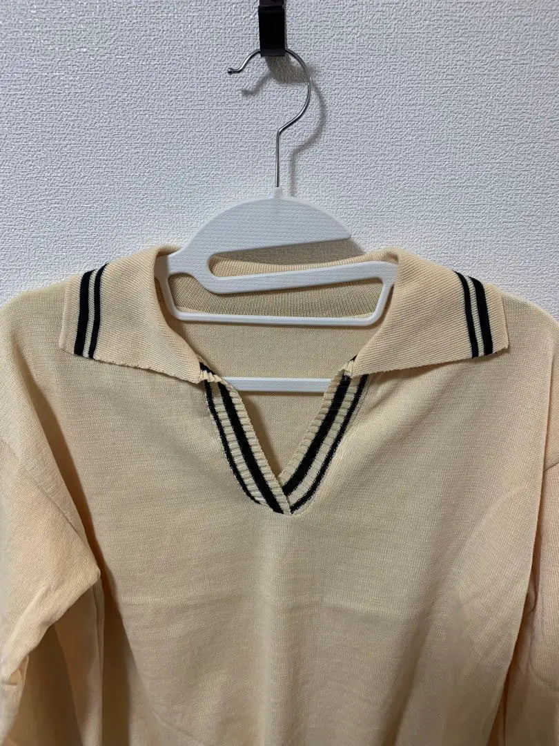 Knit -sweater Tops Ladies Beige Long Sleeve | ニット セーター　 トップス　レディース　ベージュ　襟付き　長袖