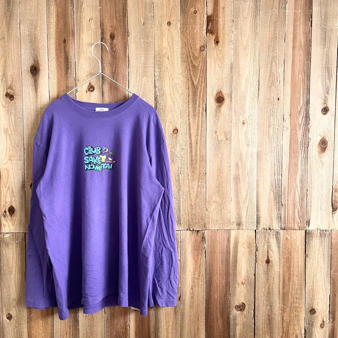 CLUB SAKENOMITAI Long T-shirt XL size Sake Drinking Club Purple Purple