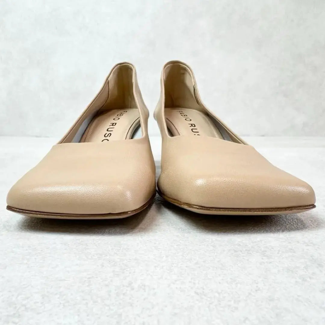 [New] Fabiolusconi Wide Square Leather Pumps 35 Beige