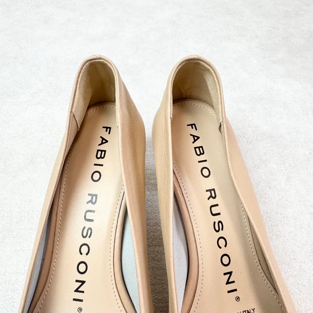 [New] Fabiolusconi Wide Square Leather Pumps 35 Beige