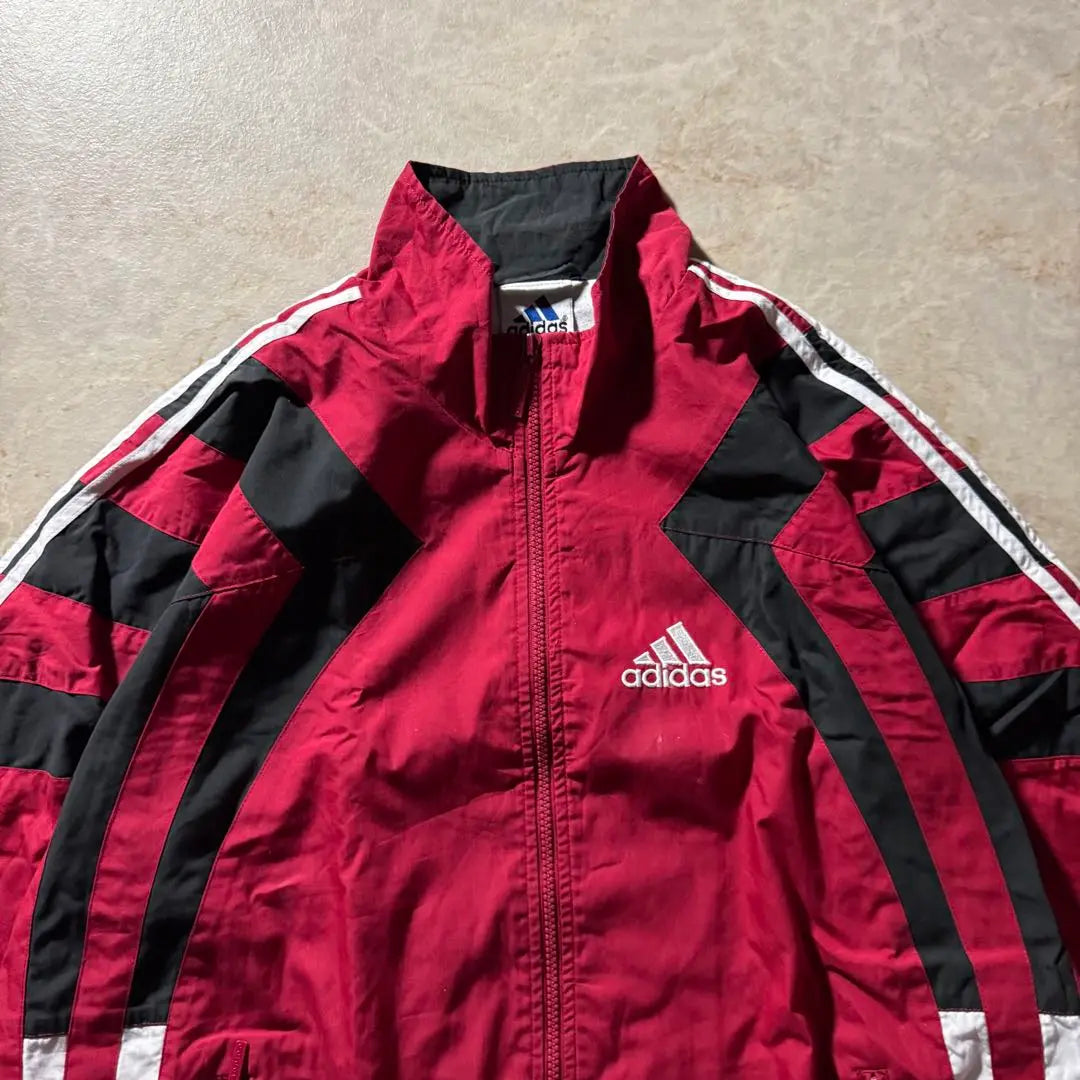 adidas track jacket M red short length CBOY vintage goupcore embroidery logo