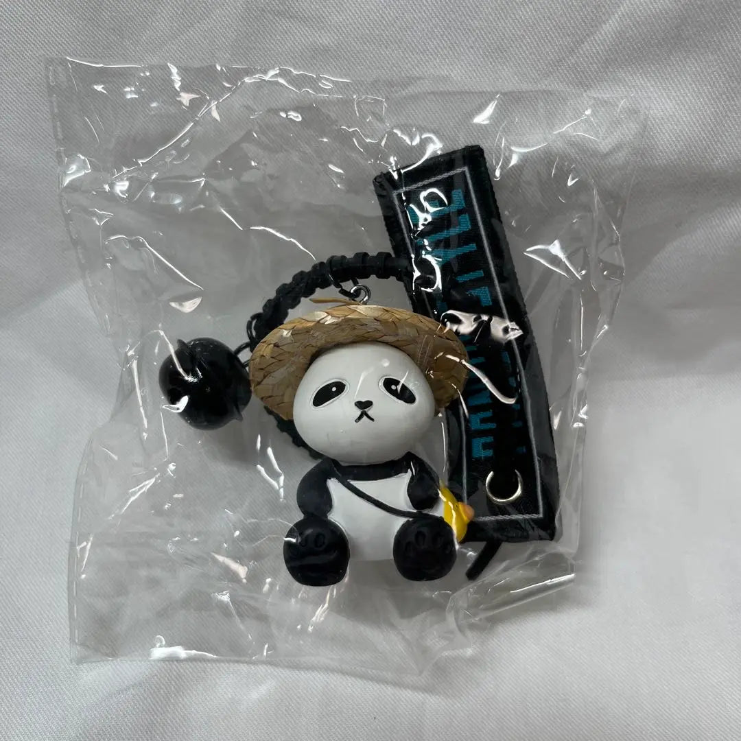 Child panda in grass hat Panda pendant Panda doll straw hat