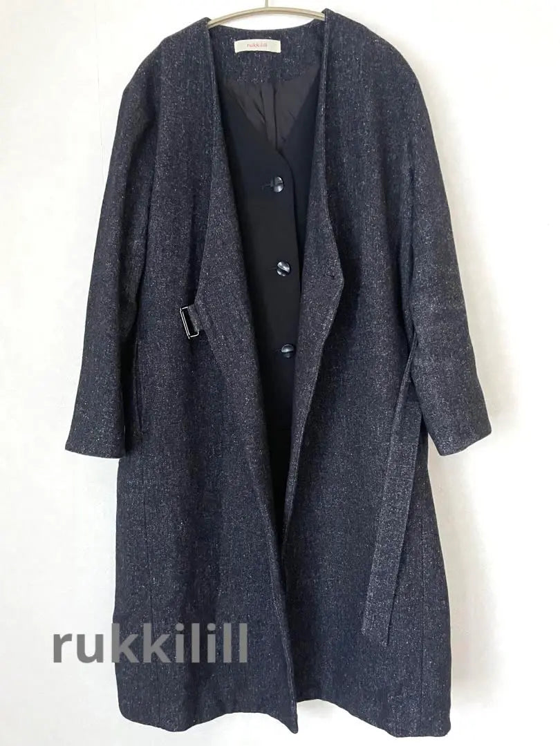 Lucriril Rukkilill No Color Wool Coat Free Size | ルッキリル　rukkilill ノーカラー ウールコート フリーサイズ