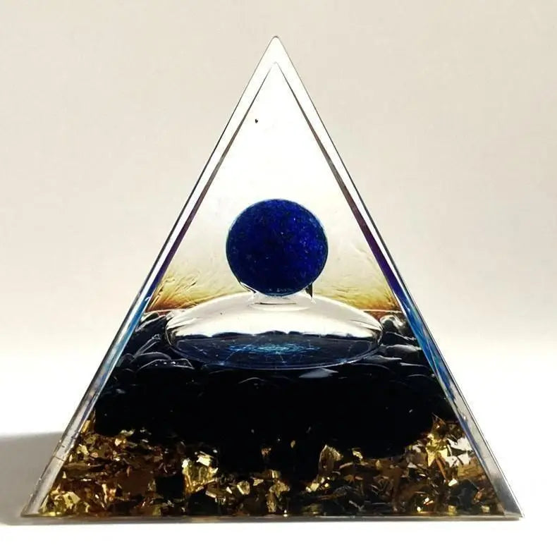 Orgonite Pyramid type Lapis lazuli Black Stone G054 E | オルゴナイト ピラミッド型 ラピスラズリ 黒曜石 G054 E