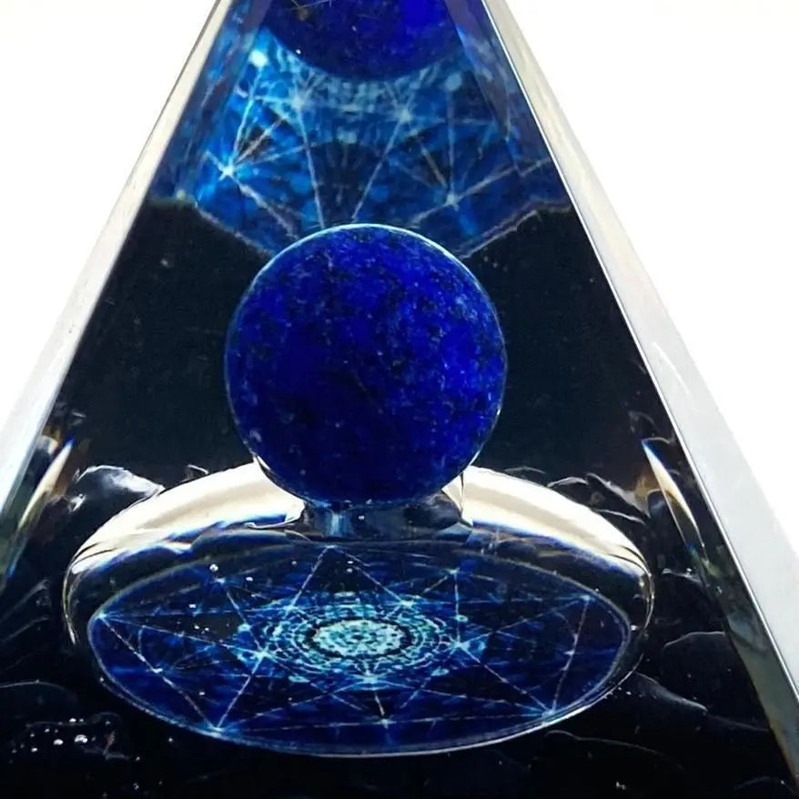 Orgonite Pyramid type Lapis lazuli Black Stone G054 E | オルゴナイト ピラミッド型 ラピスラズリ 黒曜石 G054 E