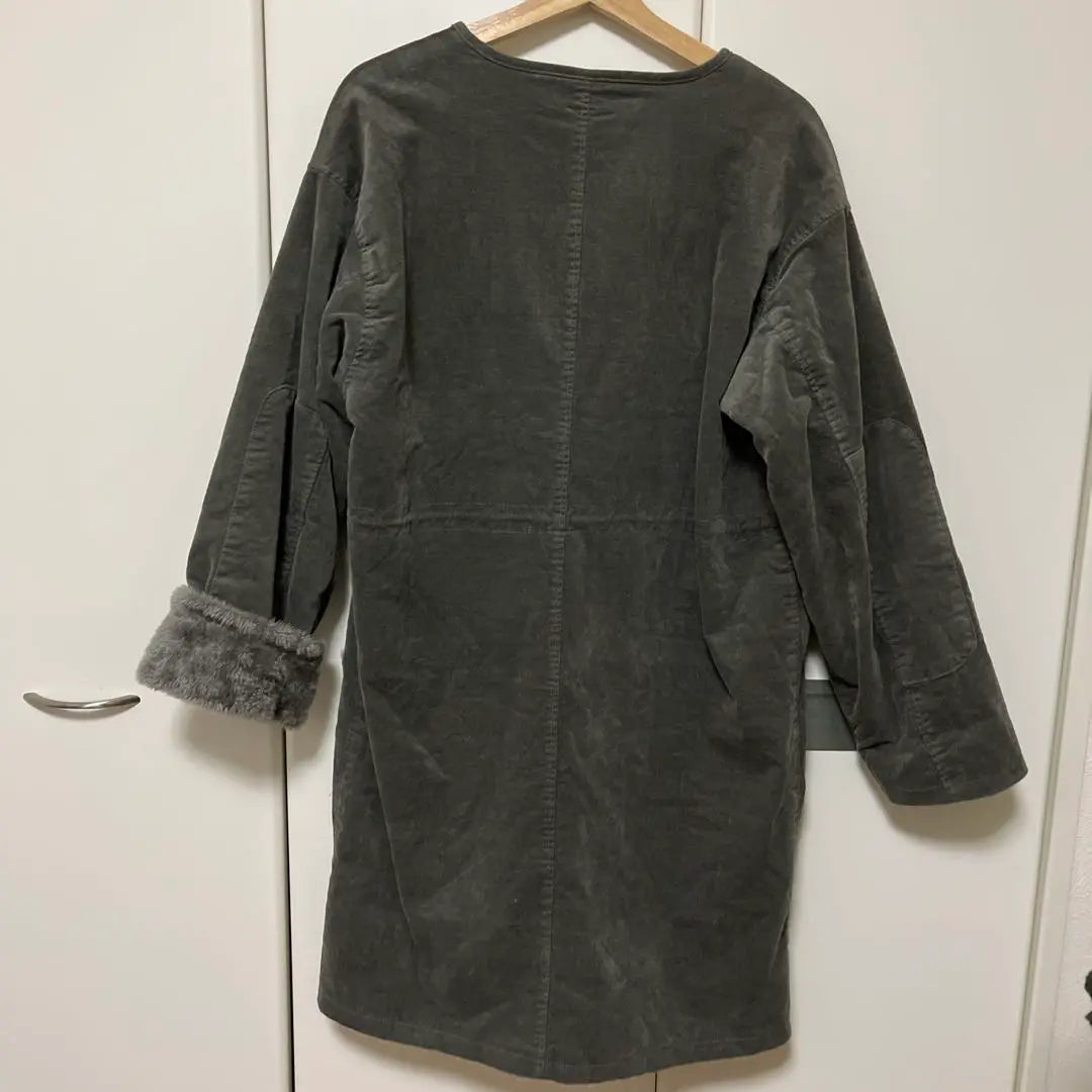 [Used] Long coat, gray, boa