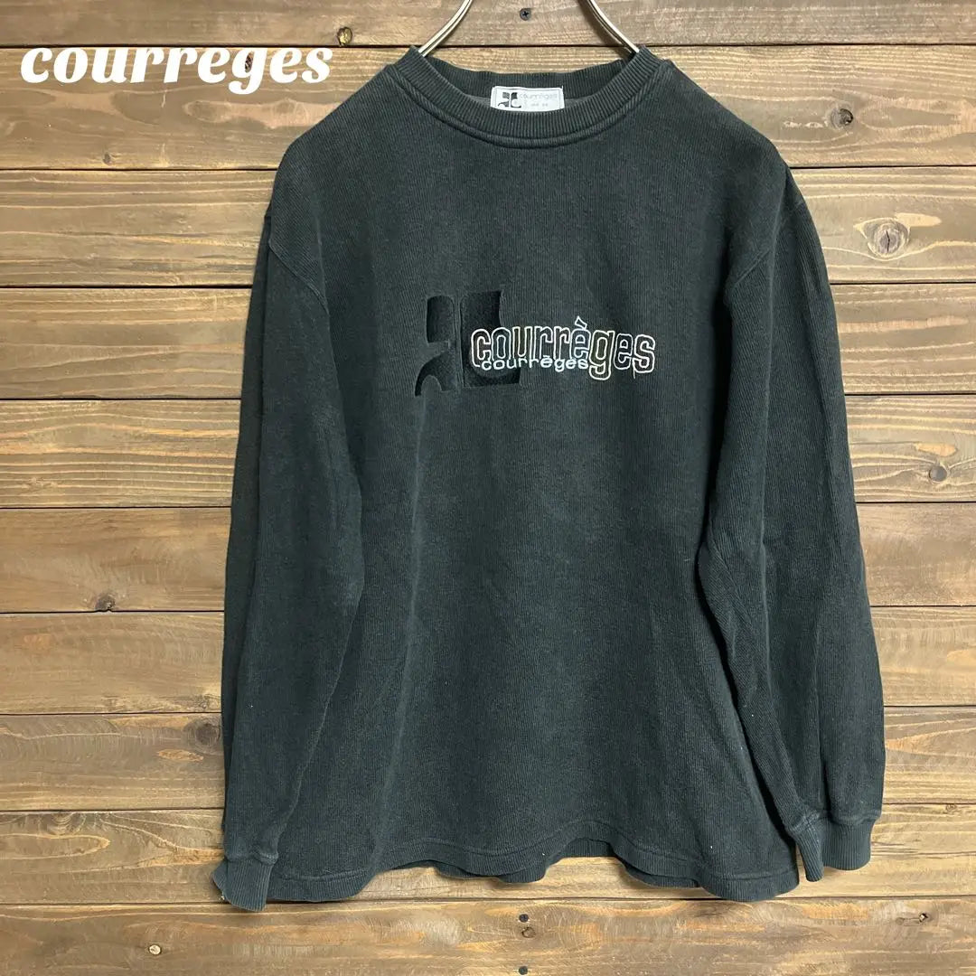 ♦︎【Curreges】courreges black logo sweatshirt L