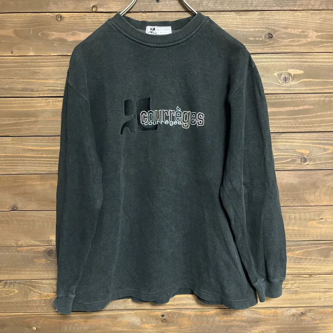 ♦︎【Curreges】courreges black logo sweatshirt L