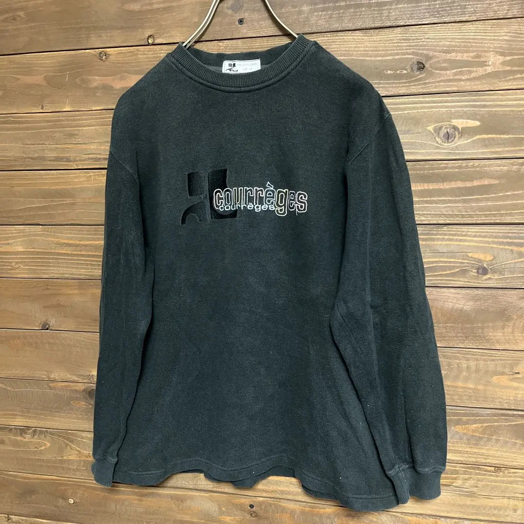 ♦︎【Curreges】courreges black logo sweatshirt L