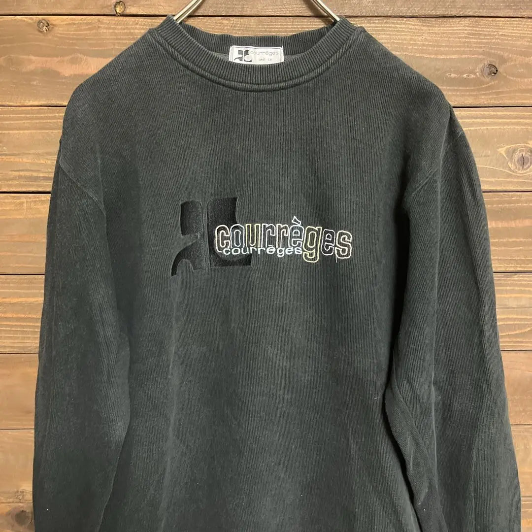 ♦︎【Curreges】courreges black logo sweatshirt L