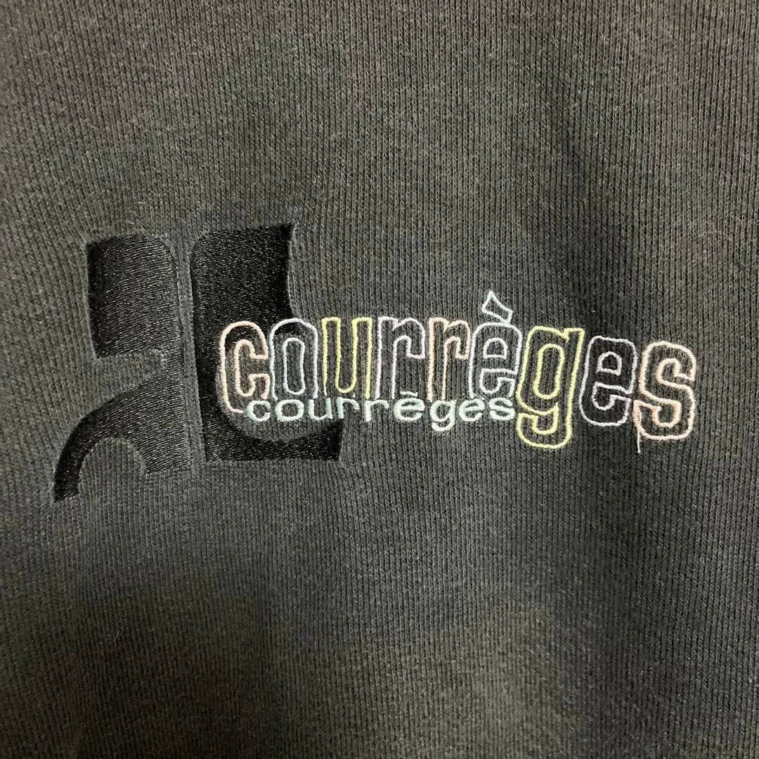 ♦︎【Curreges】courreges black logo sweatshirt L